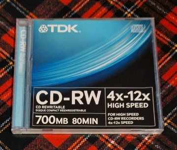 TDK Nowa w pudełku CD-RW wielokrotny zapis 4x-12x high speed 700MB  80min 