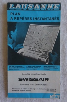 Lozanna Lausanne mapa komunikacji miejskiej 1978