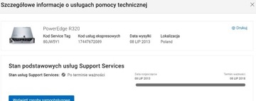  DELL PowerEdge R320 , Service Tag: 80JW5Y1+ szyny