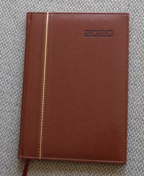 Kalendarz książkowy 2020,  17x24 cm, brąz z pasem