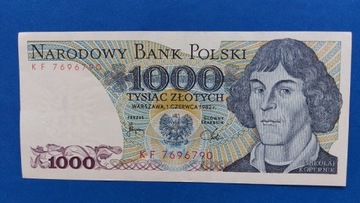 Banknot 1000 zł z 1982r. Seria KF.