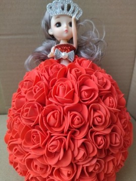 Lalka LED, różana sukienka - czerwona