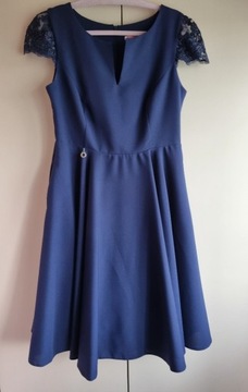 Granatowa rozkloszowana sukienka rozmiar 42