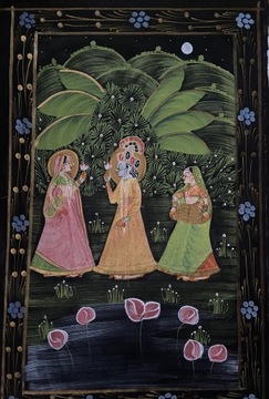 Kriszna Lila-malarstwo radżastańskie na tkanienie