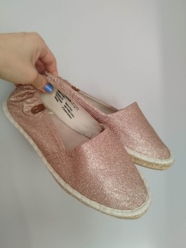 Różowe brokatowe espadryle Tamaris rozmiar 38