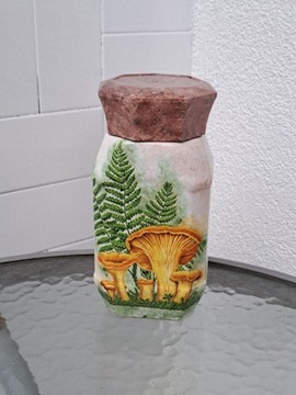 Słoik na suszone grzyby handmade Decoupage 