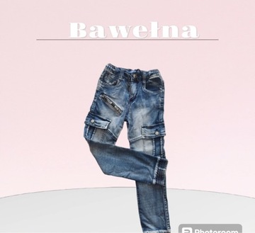 Spodnie dżinsowe jeansowe dla chłopca bojówki 110