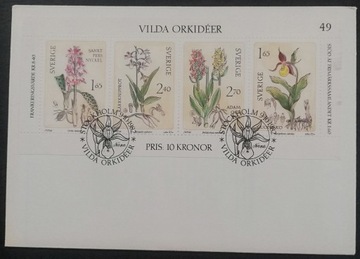 Szwecja FDC Mi: 1205-1208 BL10  Dzikie Orchidee