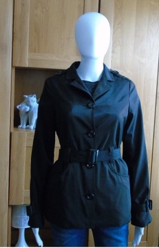 Krótki czarny modny błyszczący płaszcz kurtka-36