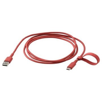 Kabel IKEA LILLHULT USB-A na USB-C czerwony 1.5 m