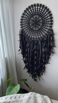 Czarny łapacz snów ręcznie robiony handmade 50 cm
