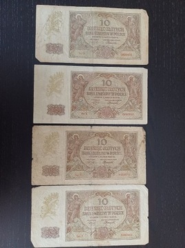 10 zł 1940 4 sztuki serie J,G,L,K