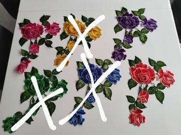 Haft aplikacje naszywki kwiaty róże duże kolory 3D