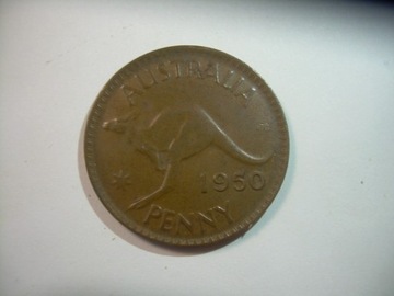 Australia 1 penny 1950 Jerzy VI zwierzęta kangur