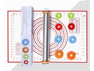Wałek do ciasta nieprzywierający + mata silikonowa