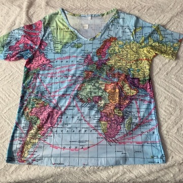 T-shirt,Koszulka, bluzka z nadrukiem mapy.XL
