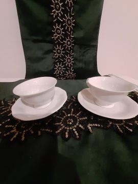 2xDuo filiżanki ze spodkami porcelana Karolina