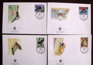 Papua-Nowa Gwinea -4 Koperty WWF- Motyle