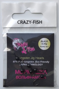 Crazy Fish Tungsten Jig Head 0,45g BLACK Color