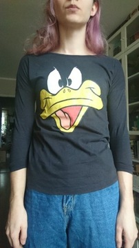 Looney Tunes czarna koszulka Duffy duck kaczka XS