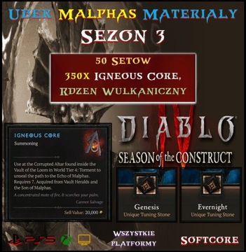Diablo 4 Sezon 3 350x Igneous Core Uber Malphas