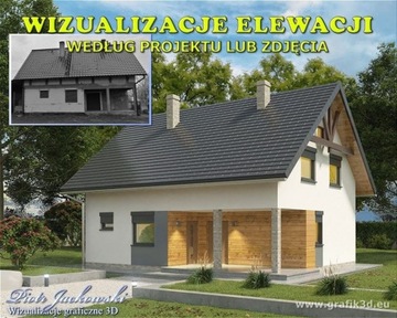 Projekt elewacji. Wizualizacja elewacji domu 3D