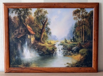 Obraz "Młyn wodny" w ramie