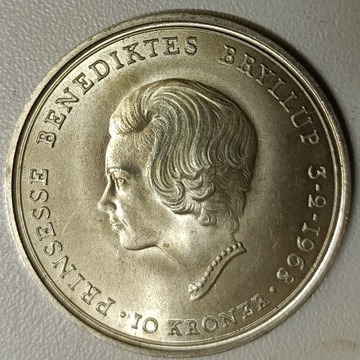 Dania 10 korony 1968 r - srebro