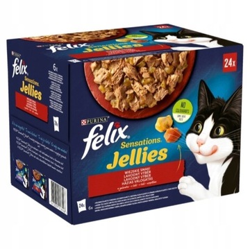 Felix Sensations Jellies dla kotów wiejskie smaki w galaretce 24 szaszetki.