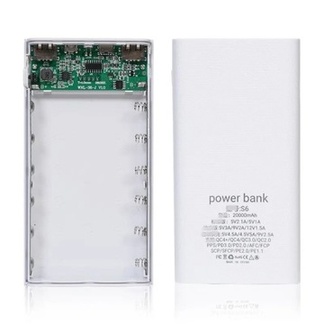 POWER BANK 2XUSB 5V 2A 6X18650  BIAŁY