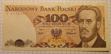 PRL 100 złotych 1975 seria B  stan 3+