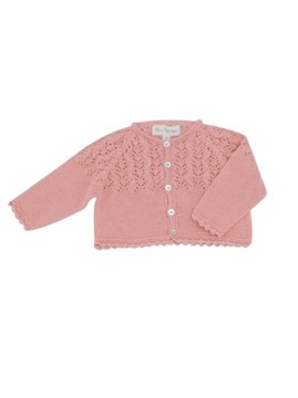 Sweterek kardigan różowy z organicznej bawełny