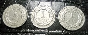 3x 1 złoty, 1990, 1991, 1992