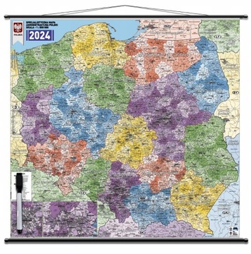 Mapa Ścienna Polski Administracyjna 140x135cm 2024