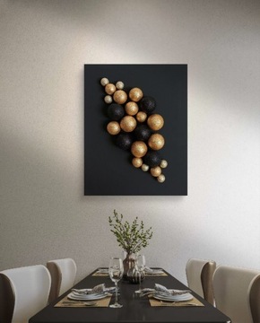 Obraz strukturalny glamour brokatowy czarno-złoty