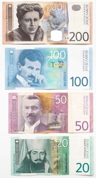 Jugosławia 10, 20, 50, 100, 200 dinarów - 2000