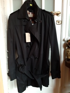 Burberry płaszcz trench L 100%oryg nr seryj czarny