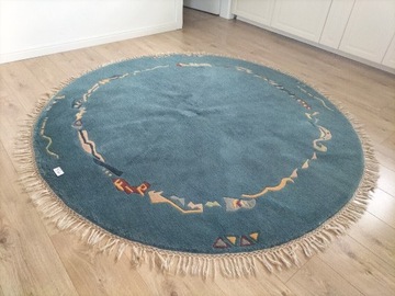 Nepalski ręcznie tkany okrągły dywan wełna 210cm 