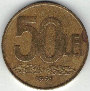 Rumunia 50 lei lejów 1991 26,1 mm