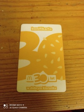 Karta kolekcjonerska z okazji 30 lecia  McDonald's