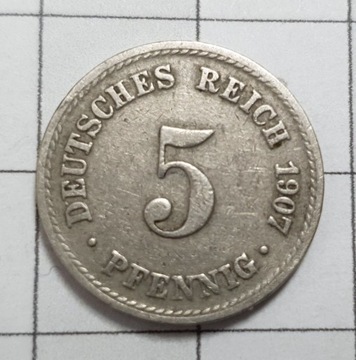 Niemcy DEUTSCHES REICH  5 pfennig 1907