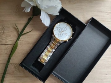  Męski zegarek Orlando srebrna złota bransoleta