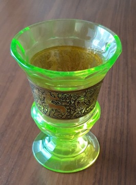 wazon MOSER zielone szkło złoty ornament 