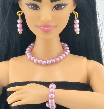 Zestaw biżuterii dla lalek Barbie liliowy