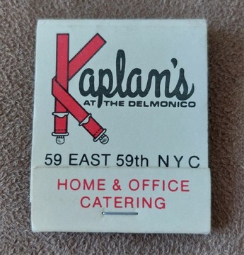 Zapałki Kaplan's at the Delmonico. N.Y.