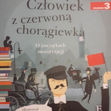 Człowiek z czerwoną chorągiewką.