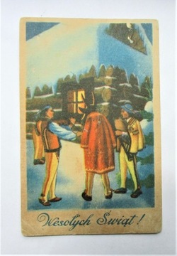 Stara Pocztówka Świąteczna z 1946 roku