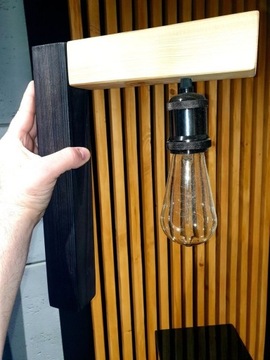 Kinkiet lampa drewniana loftowa czarna Wood&Decor