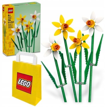 LEGO ICONS 40747 Żonkile + Torba papierowa LEGO 6315786 żółta 24x8x18 cm