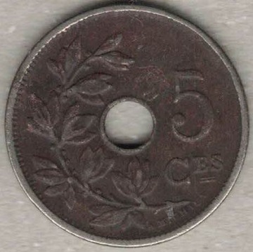 Belgia 5 centymów centimes 1920 Q 19 mm nr 2